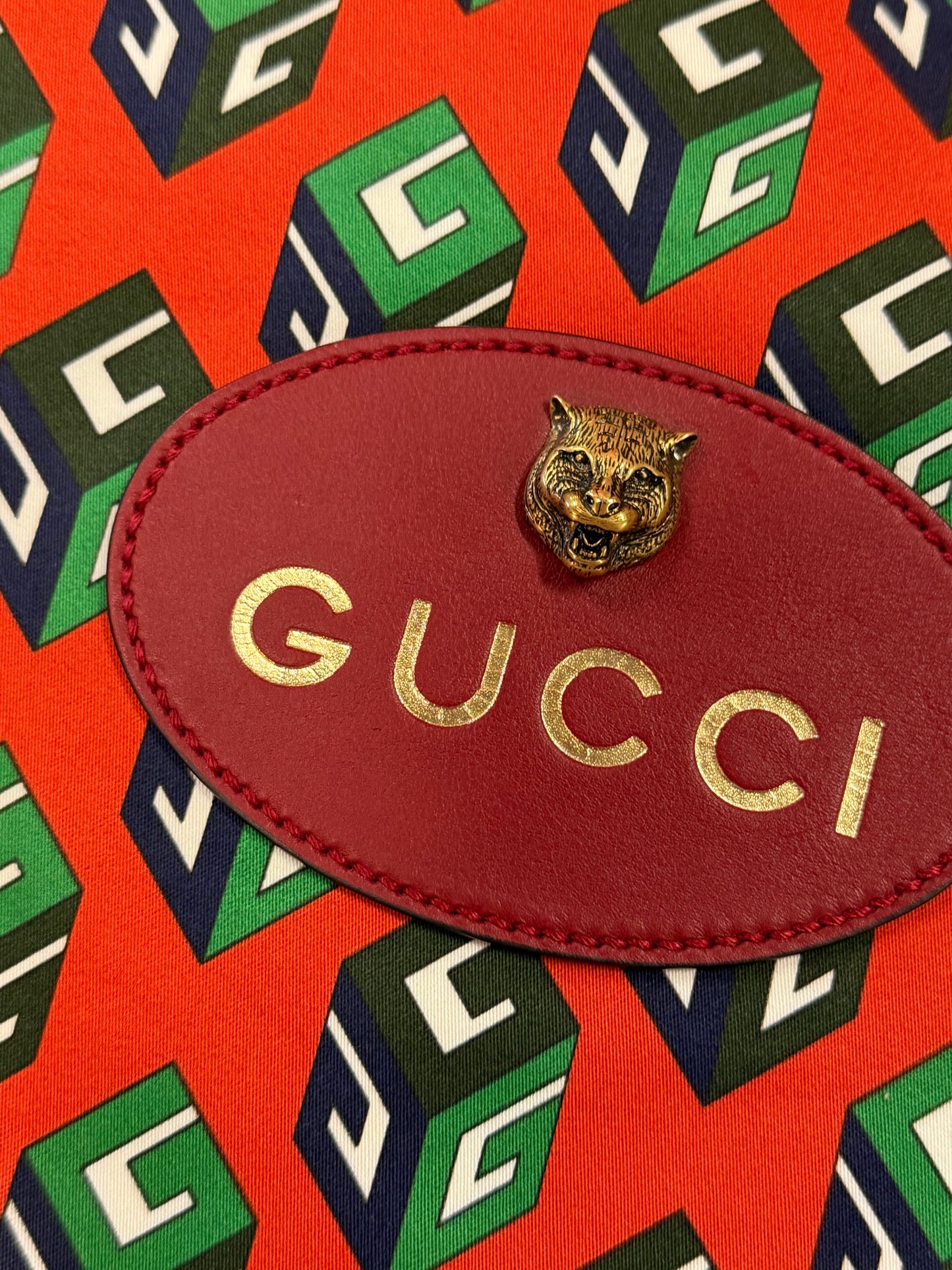 Gucci Geometric Monogram Canvas Drawstring Backpack