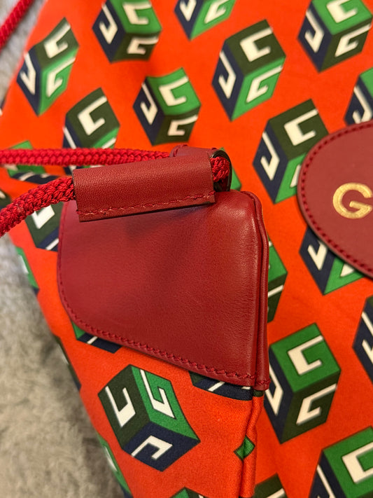 Gucci Geometric Monogram Canvas Drawstring Backpack