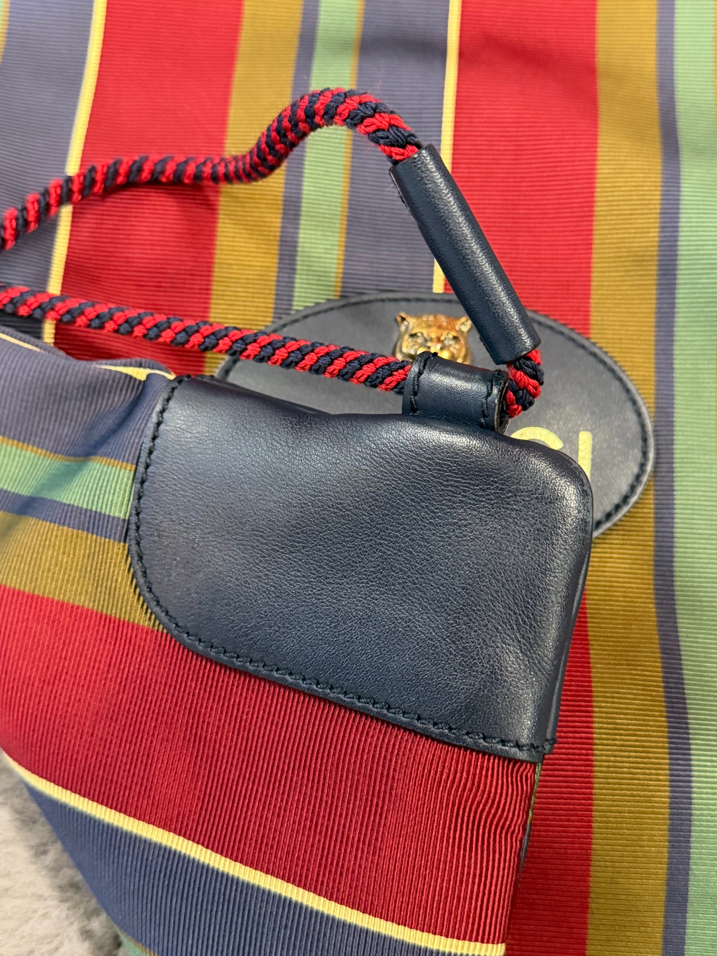 Gucci stripe drawstring backpack