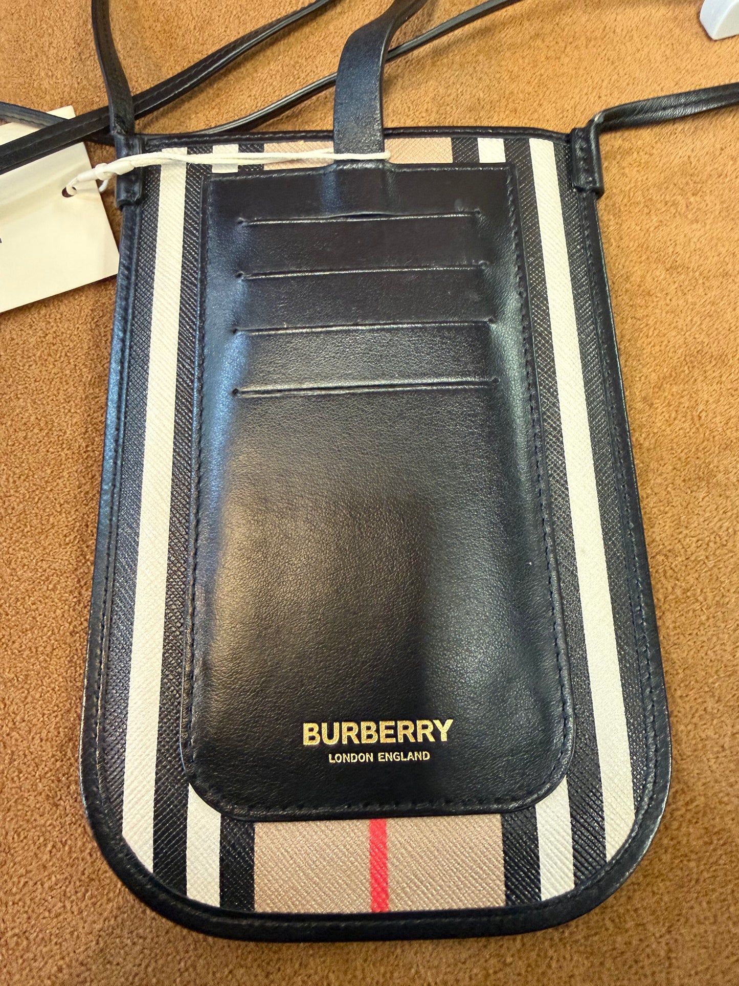 Burberry Striped Phone Pouch Crossbody Bag