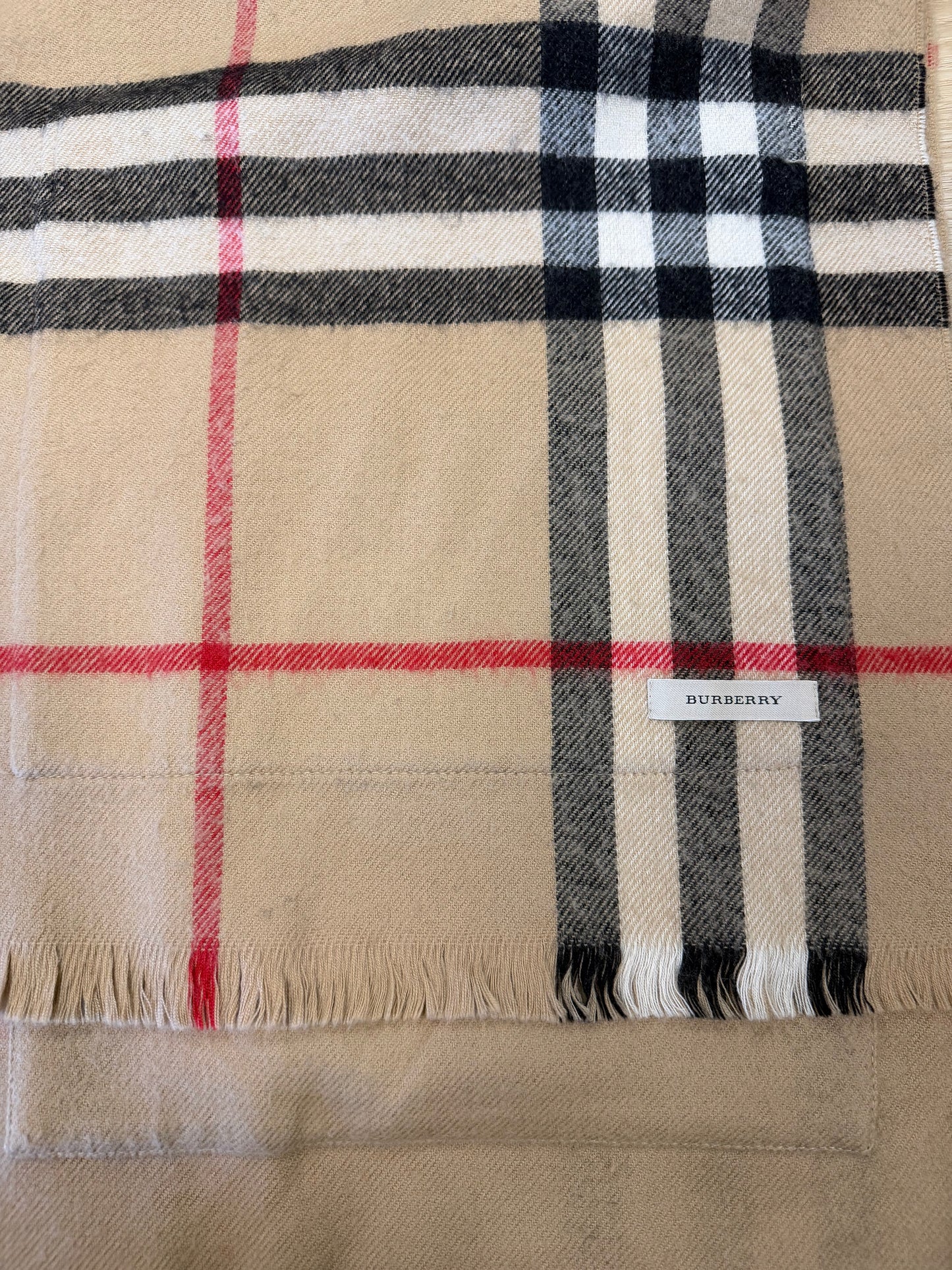 Burberry Large Check Wool Cashmere Scarf