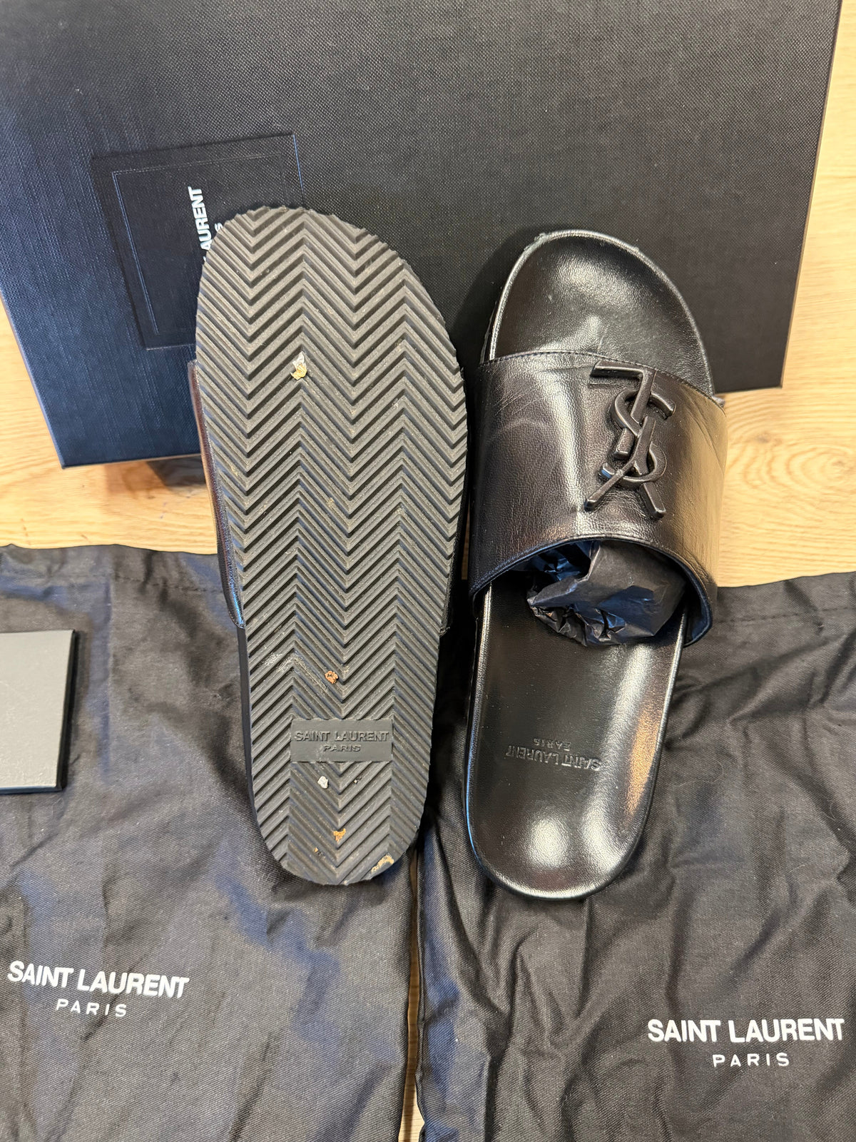 Saint Laurent Cassandra YSL Monogram Slide
