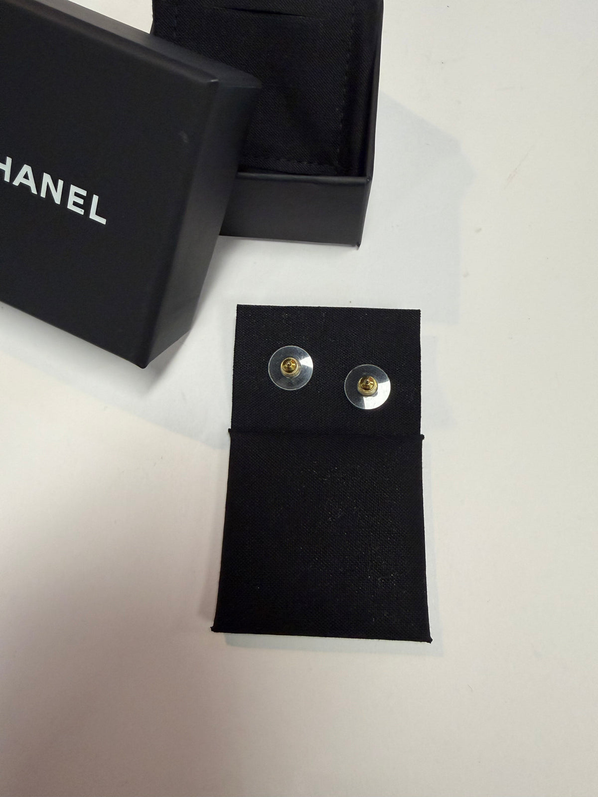 "CHANEL" Crystal Letter Stud Earrings