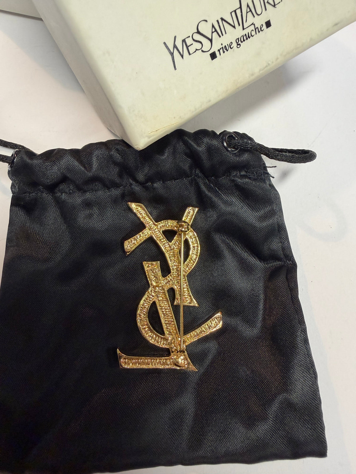 YSL Monogram Crystal Brooch