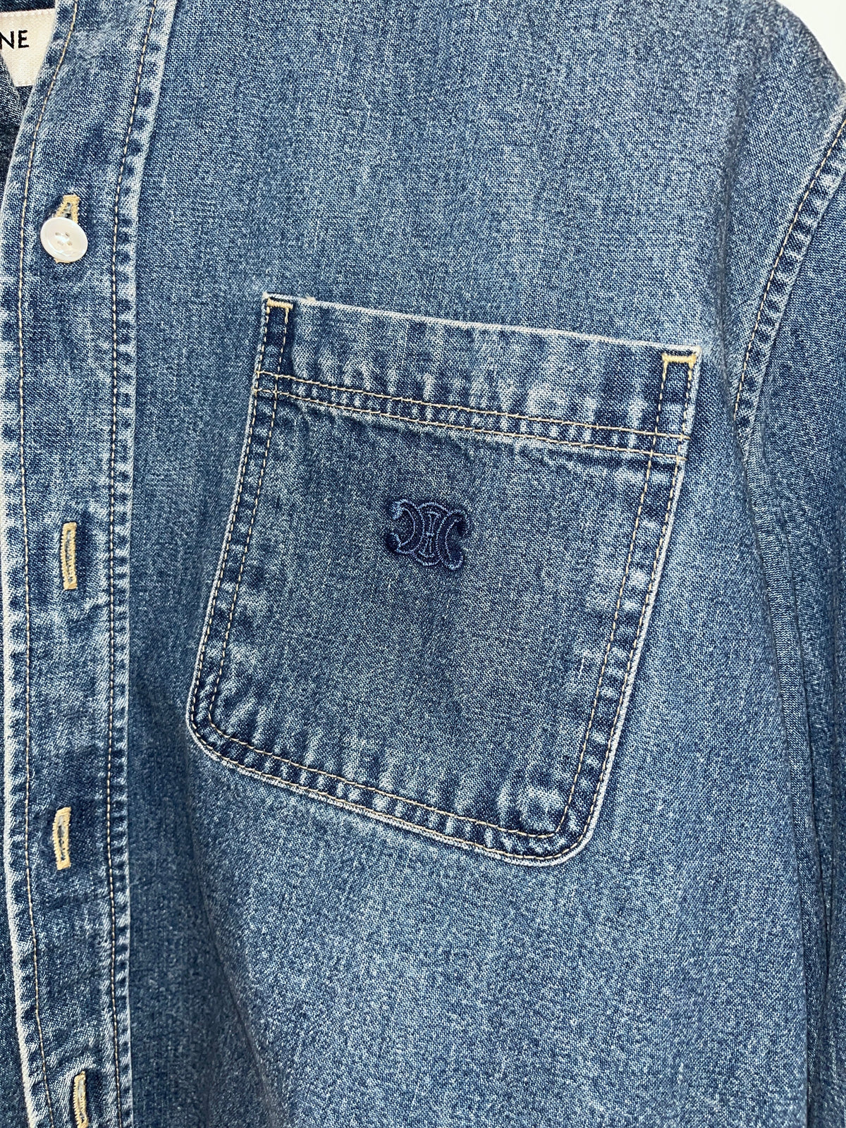 Celine Denim Crop Shirt