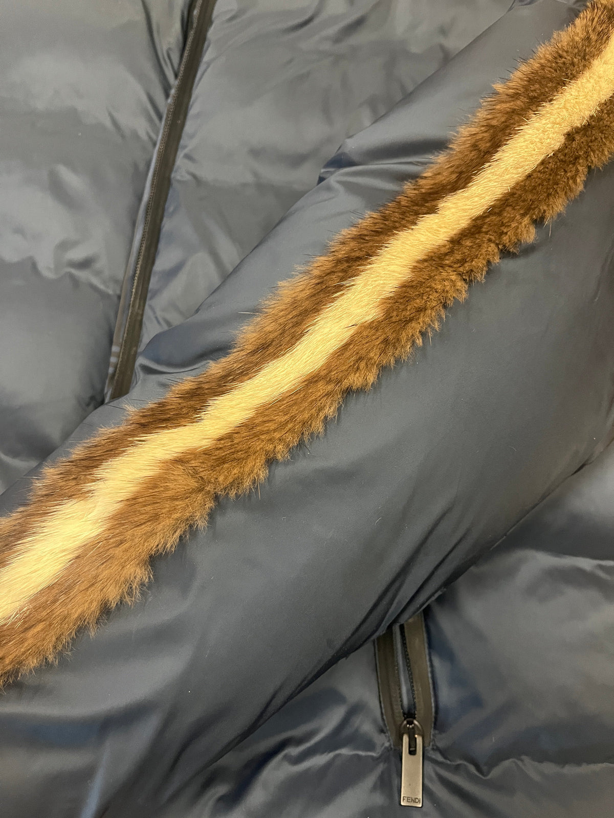 Fendi Mink Fur-Trim Down Puffer Jacket