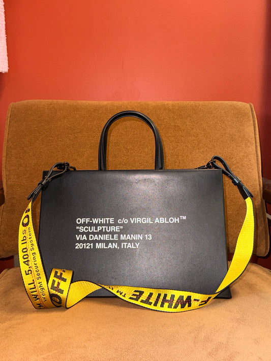 Sculpture Tote Bag with Yellow Strap
