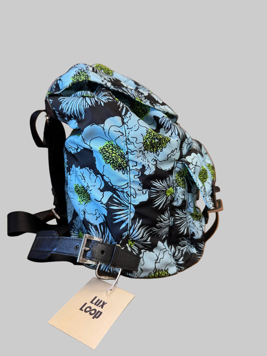 Prada Floral Print Nylon Backpack