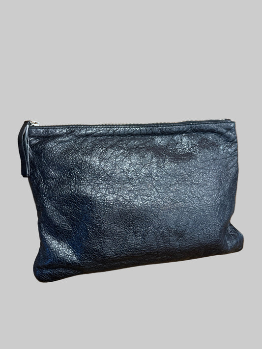 Balenciaga “I Love Techno” Leather Zip Pouch Clutch