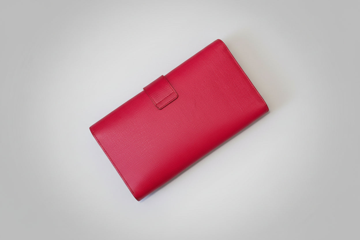 Yves Saint Laurent ChYc Large Fuchsia Textured Leather Wallet/Clutch