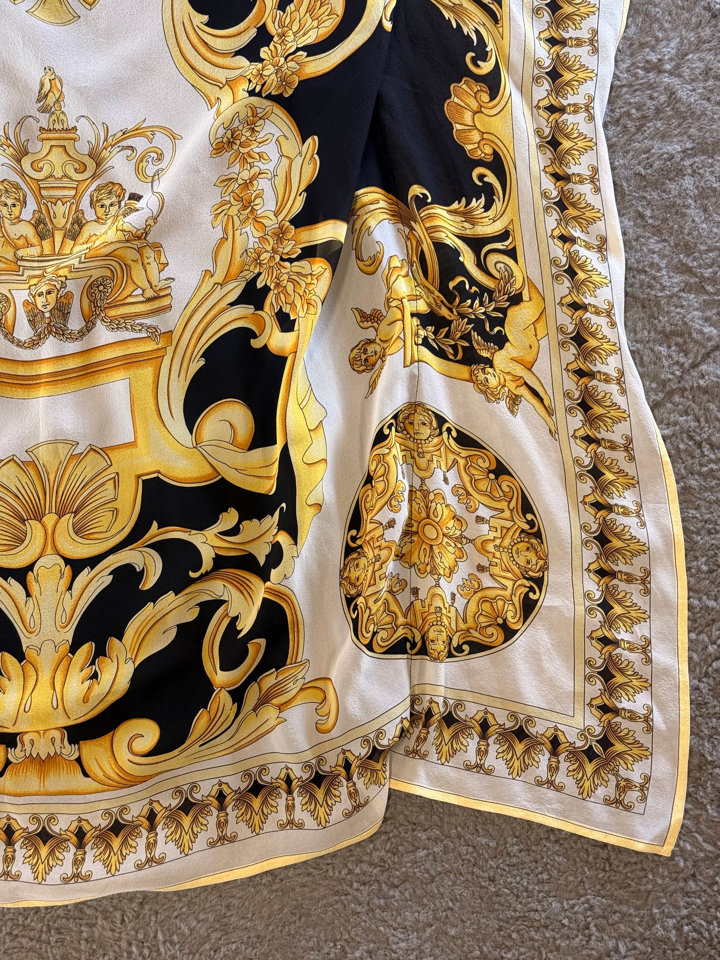 Versace Baroque Print Silk Scarf T-Shirt Dress
