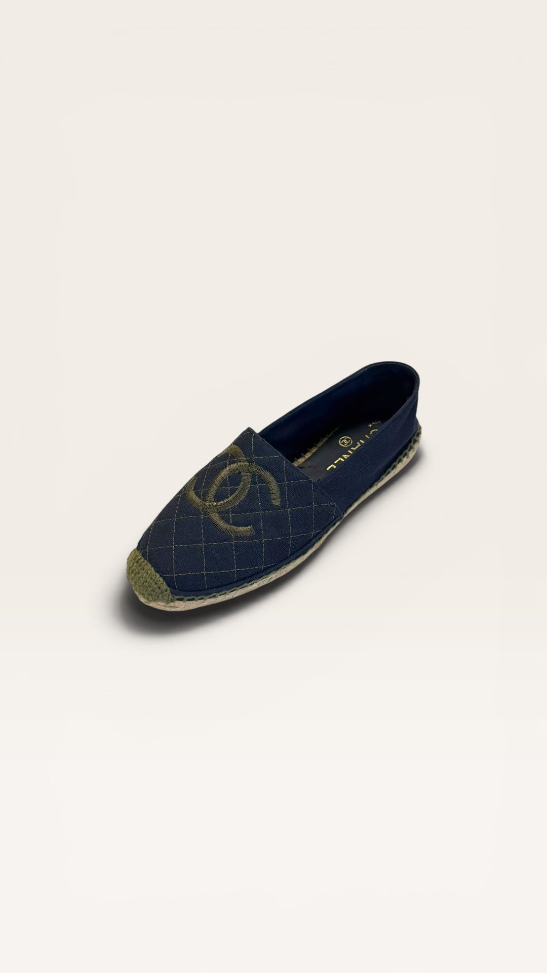 Chanel blue quilted canvas espadrilles