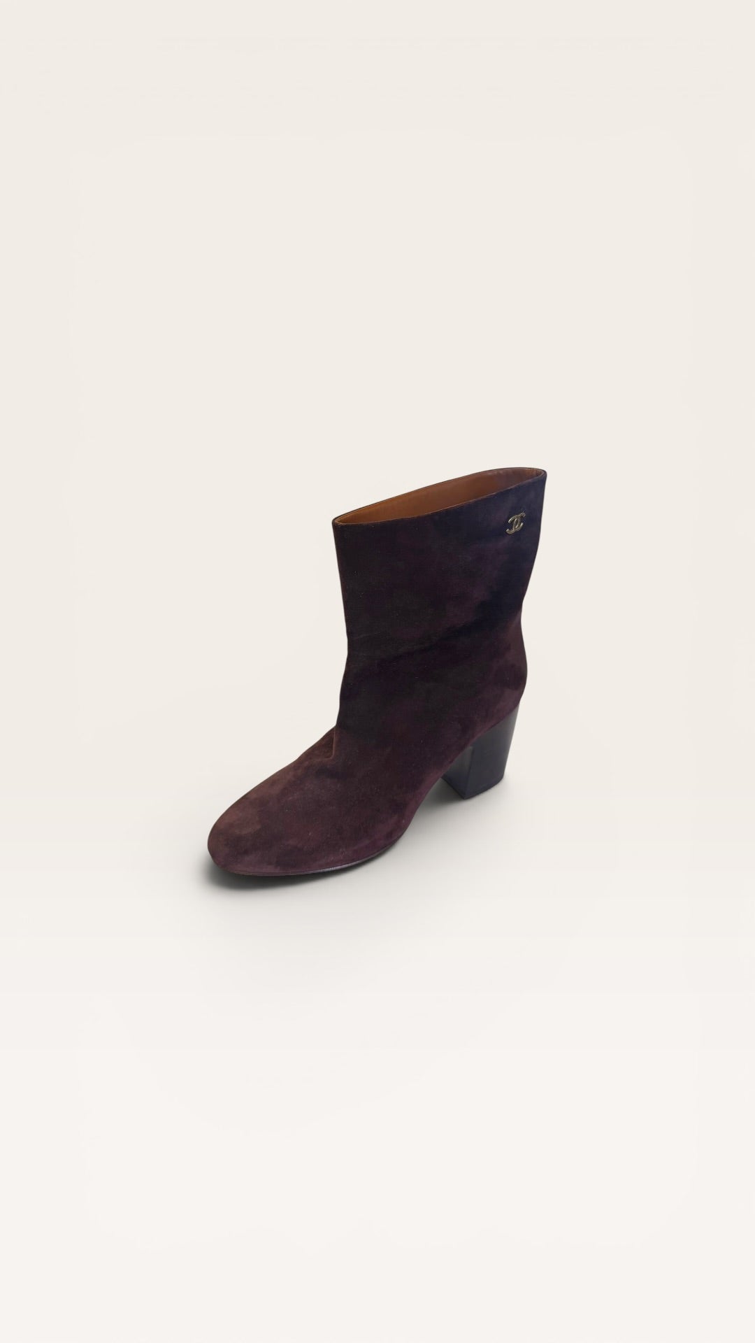 Chanel CC Logo Suede Ankle Boot