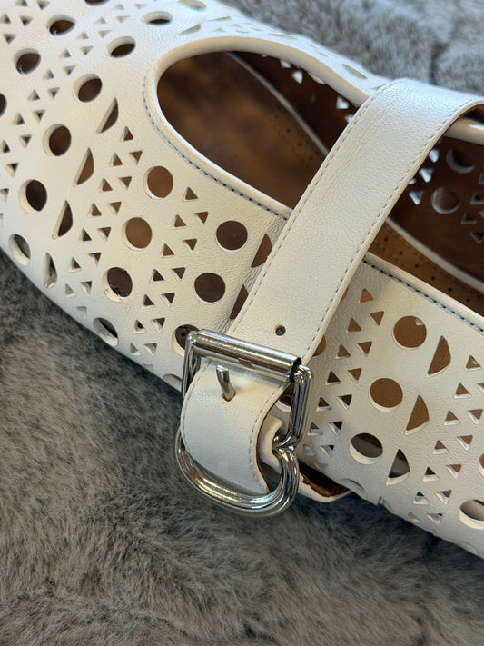 Alaïa Vienne laser-cut lambskin ballet flats