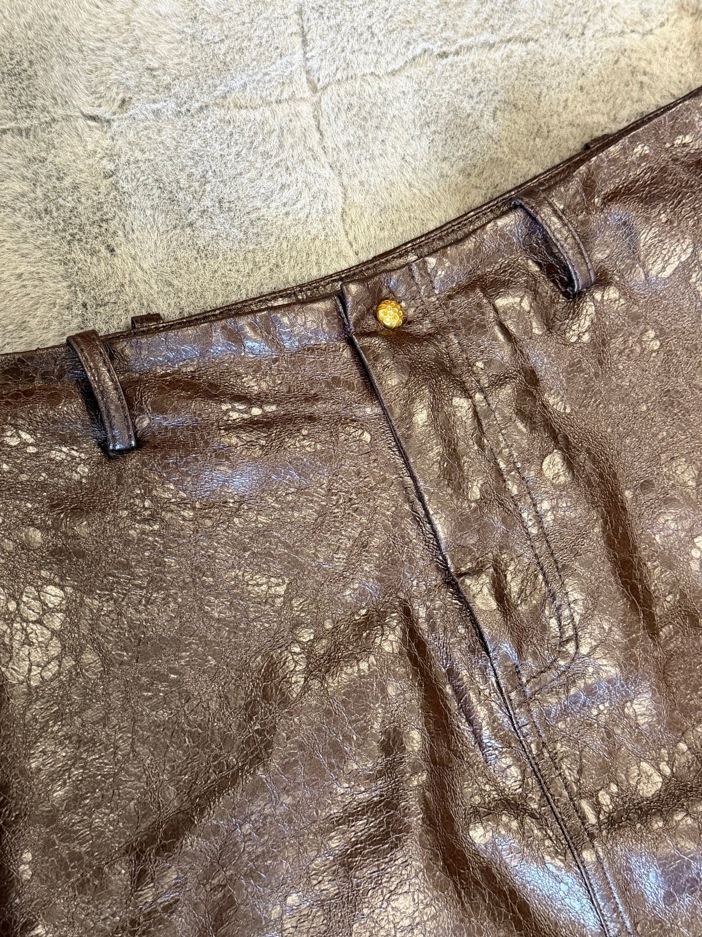 Jacques Wei Textured Leather Mini Skirt