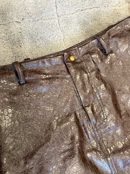 Jacques Wei Textured Leather Mini Skirt