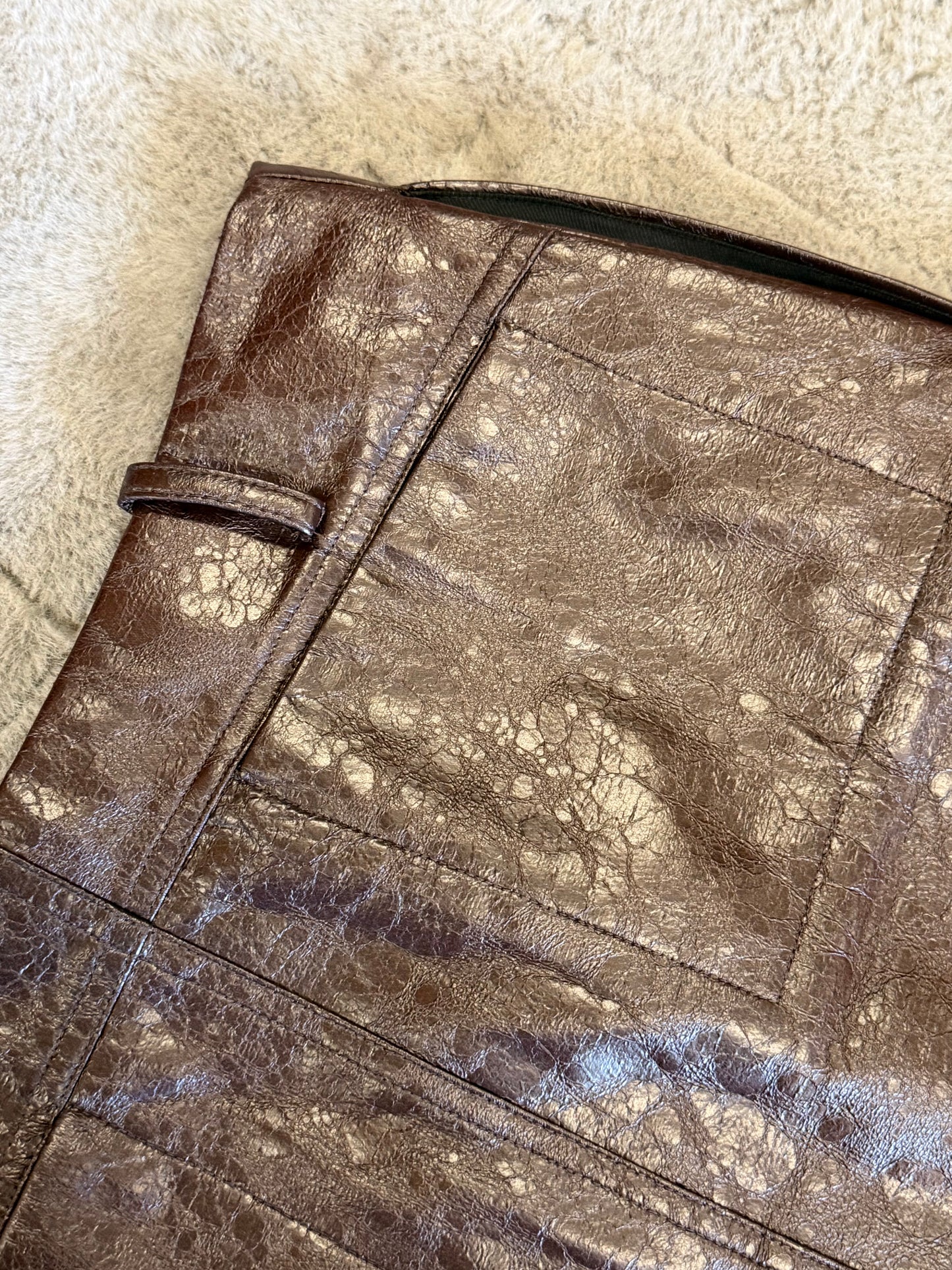 Jacques Wei Textured Leather Mini Skirt