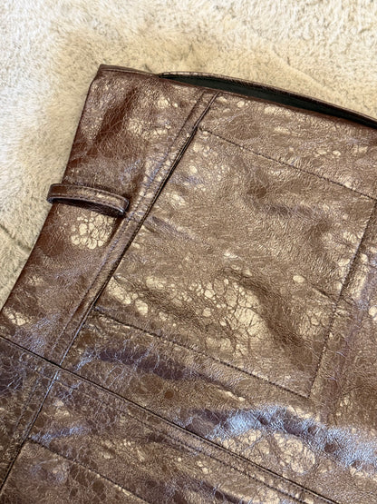 Jacques Wei Textured Leather Mini Skirt