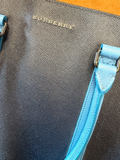 Burberry Two-Tone Leather Tote Bag