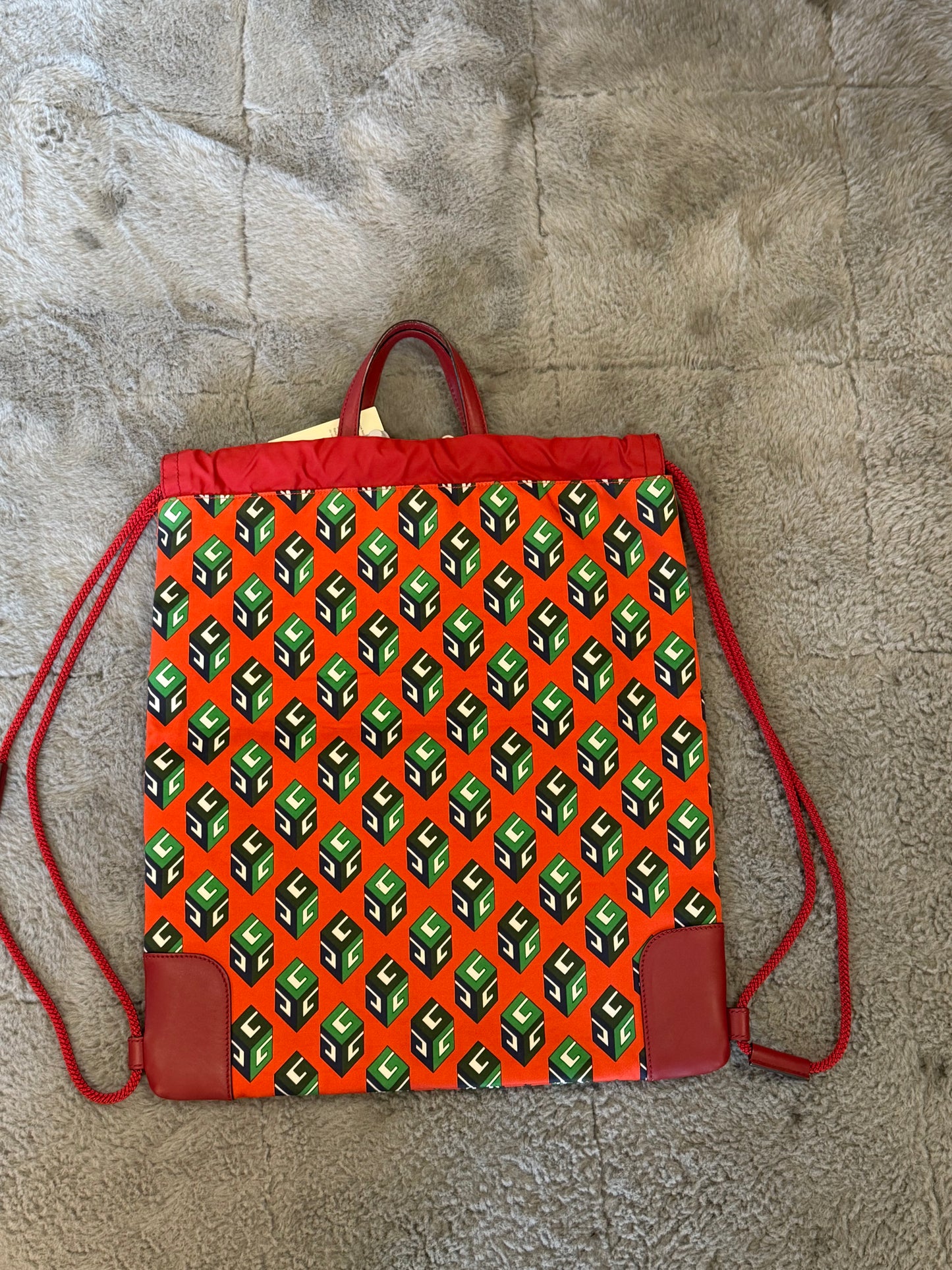 Gucci Geometric Monogram Canvas Drawstring Backpack