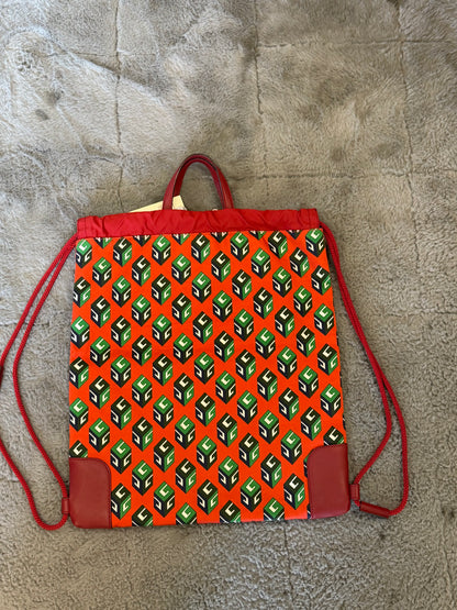Gucci Geometric Monogram Canvas Drawstring Backpack