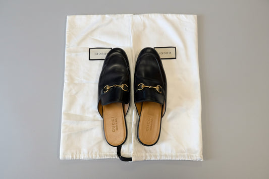 Gucci Princetown Black Leather Flat Mule