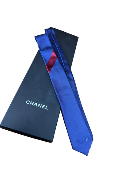 Chanel Silk Diagonal Stripe Necktie