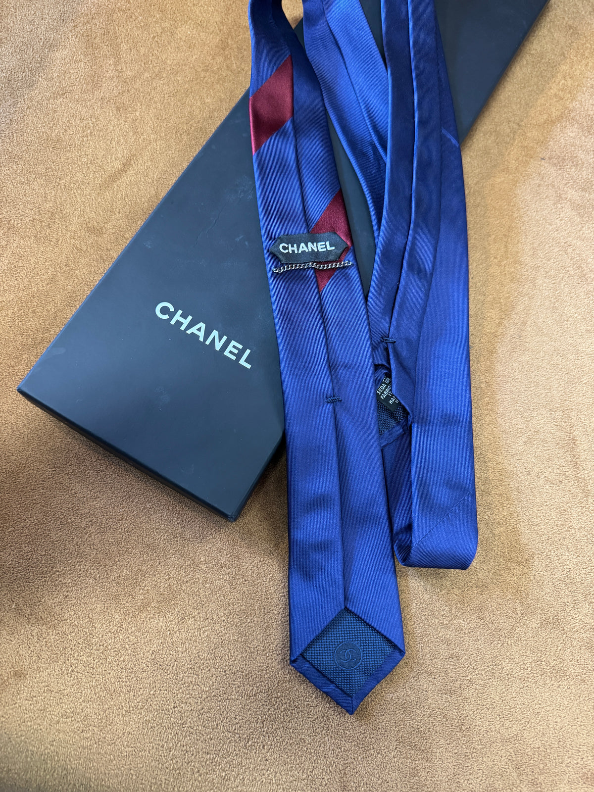 Chanel Silk Diagonal Stripe Necktie