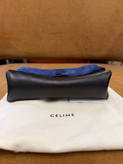 Céline Paris Bicolour Suede & Leather Fold-Over Clutch