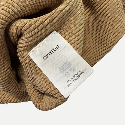 Oroton Asymmetric One-Shoulder Ribbed Knit Maxi Dress