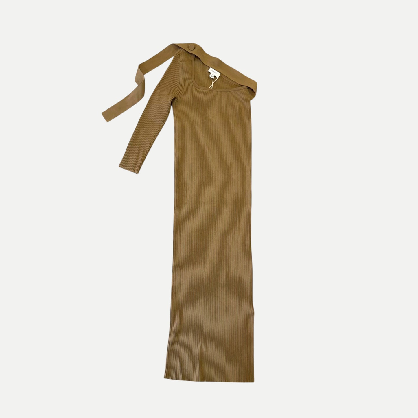Oroton Asymmetric One-Shoulder Ribbed Knit Maxi Dress
