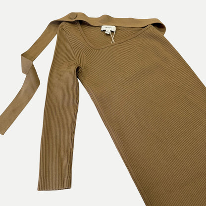 Oroton Asymmetric One-Shoulder Ribbed Knit Maxi Dress
