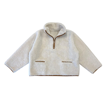The Frankie Shop Karen Sherpa Fleece Quarter-Zip Pullover