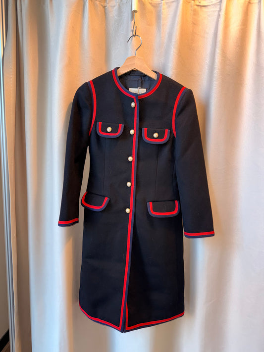 Gucci Single Breasted Web Trim Coat in black