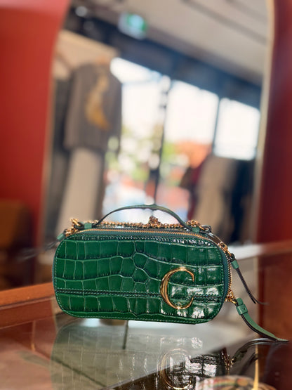 Croc-Embossed Mini C Vanity Bag