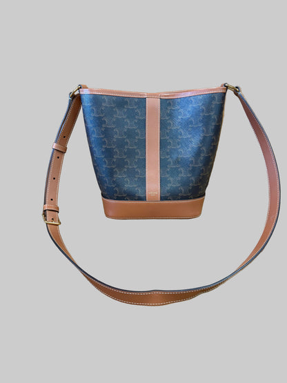 Celine Small Bucket in Triomphe Canvas and Calfskin