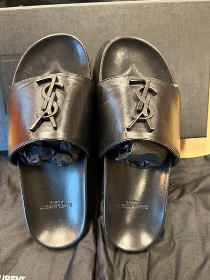 Saint Laurent Cassandra YSL Monogram Slide