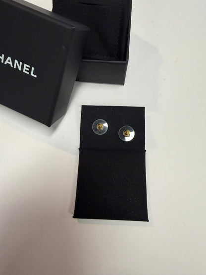 "CHANEL" Crystal Letter Stud Earrings