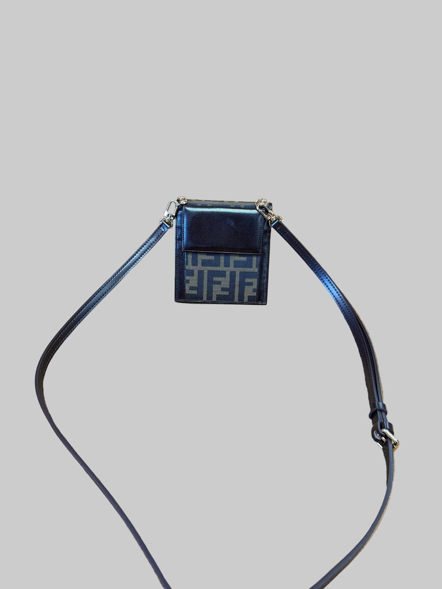 Fendi FF Zucca Mini Crossbody Pouch / Card Holder with Strap