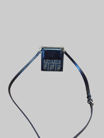 Fendi FF Zucca Mini Crossbody Pouch / Card Holder with Strap