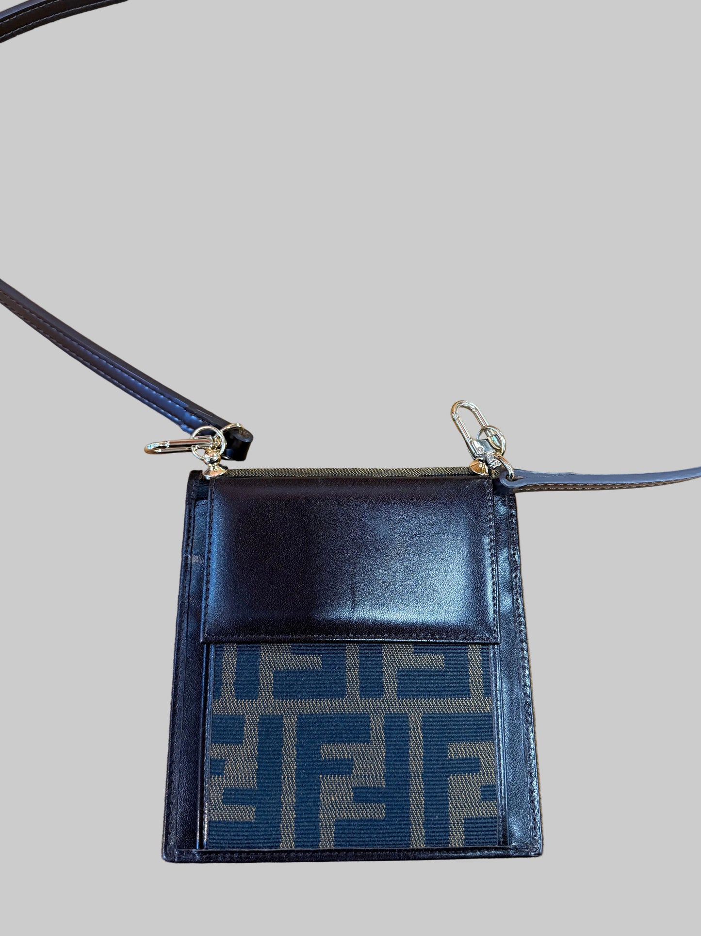 Fendi FF Zucca Mini Crossbody Pouch / Card Holder with Strap
