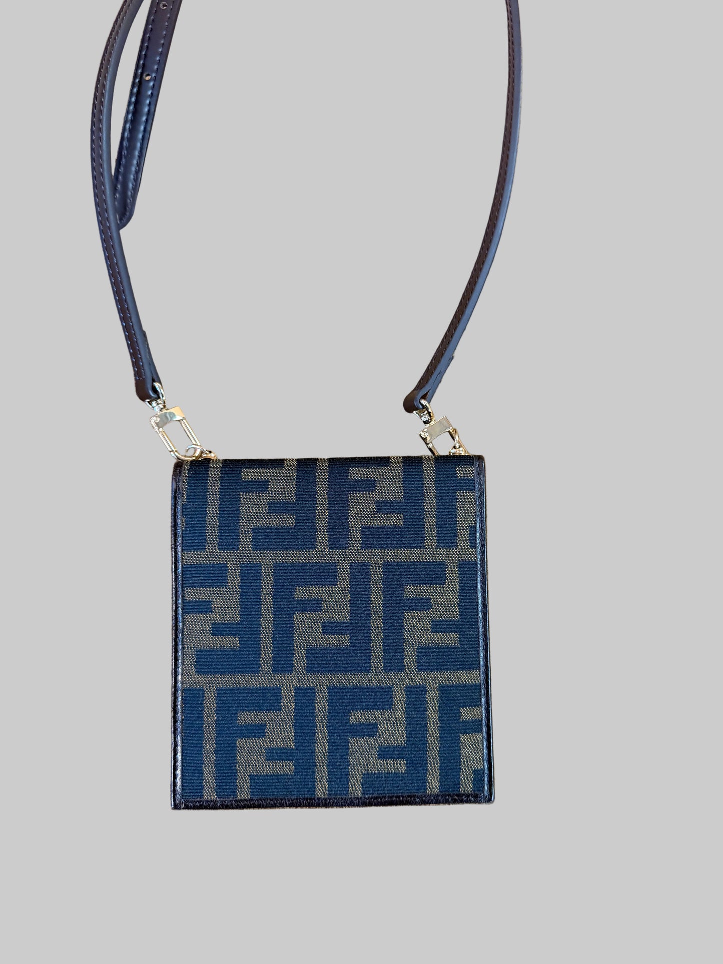 Fendi FF Zucca Mini Crossbody Pouch / Card Holder with Strap