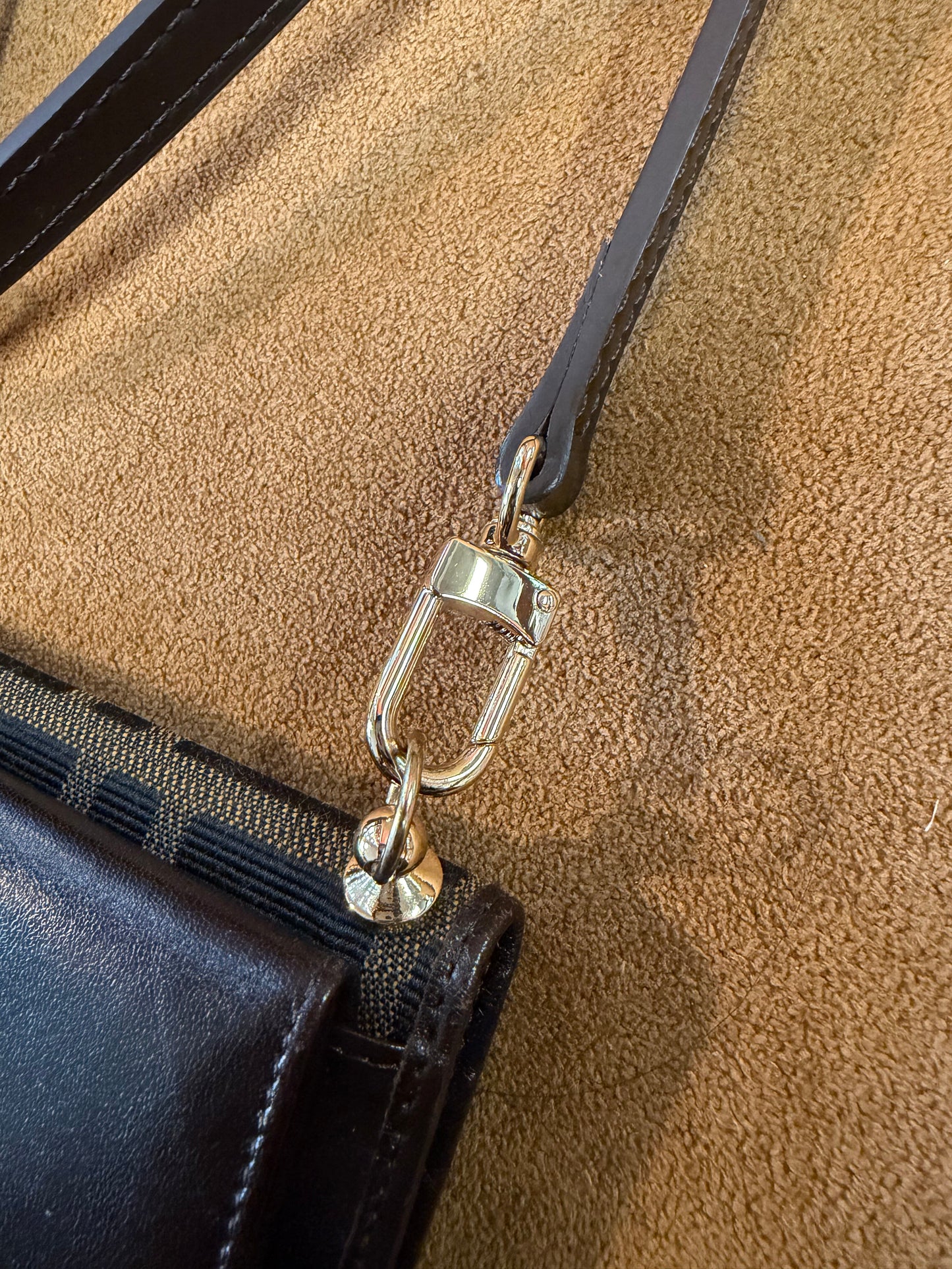 Fendi FF Zucca Mini Crossbody Pouch / Card Holder with Strap