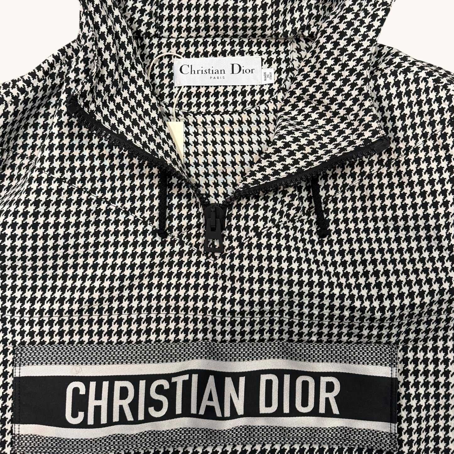 Christian Dior Houndstooth Hooded Anorak / Pullover Jacket