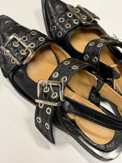 Ganni Buckle Slingback Flat