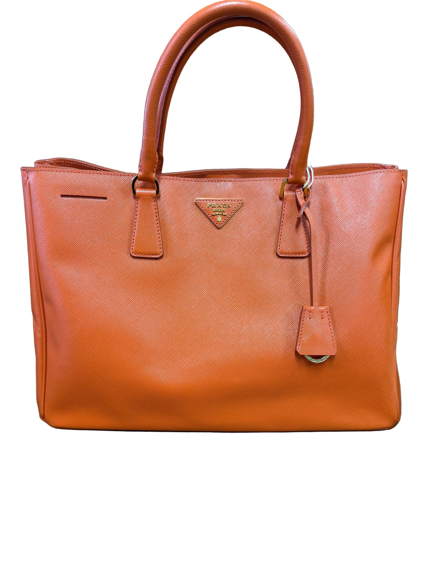 Prada  Saffiano Lux Leather Tote - Orange