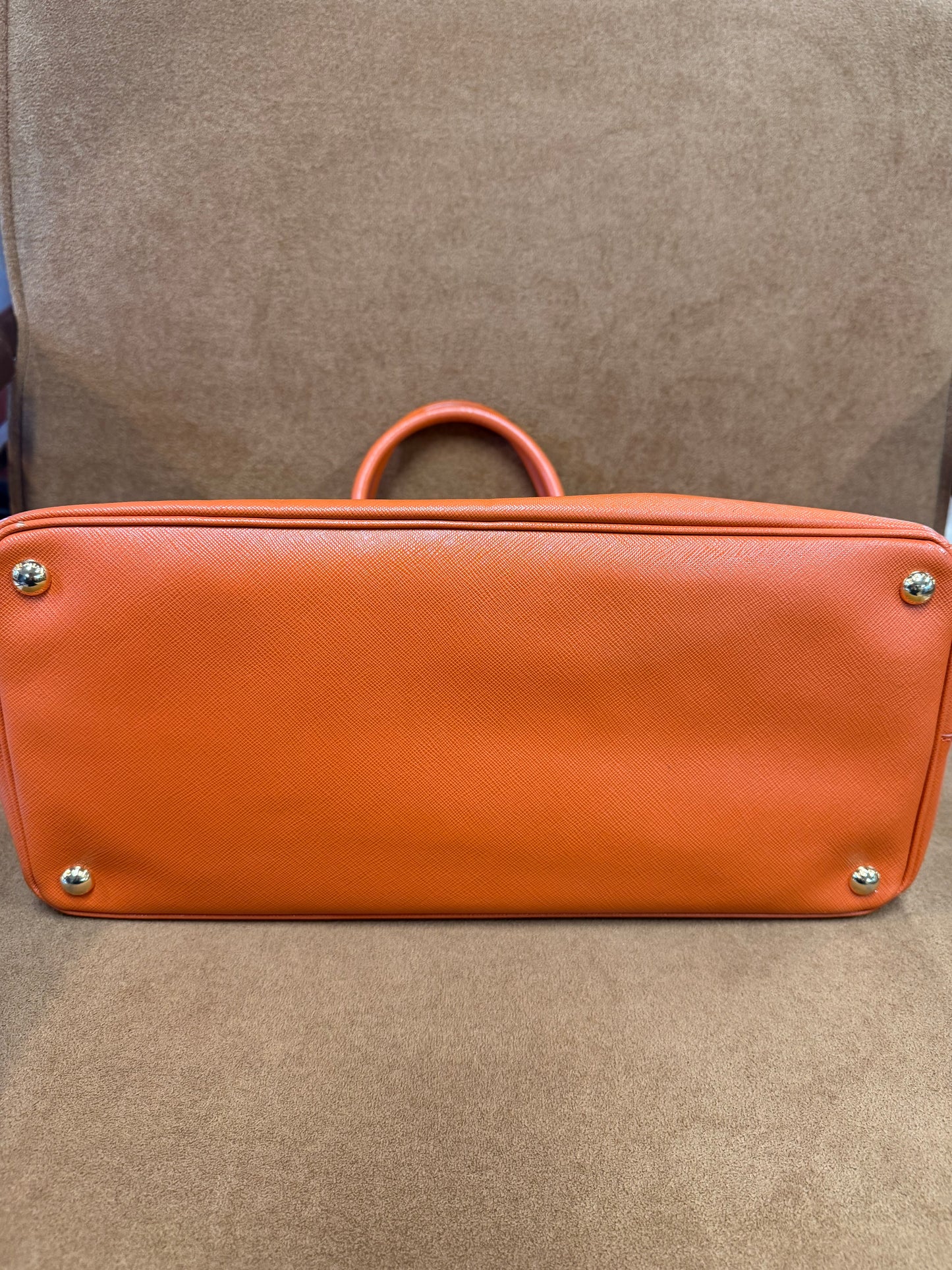Prada  Saffiano Lux Leather Tote - Orange