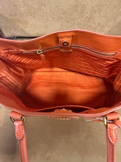 Prada  Saffiano Lux Leather Tote - Orange