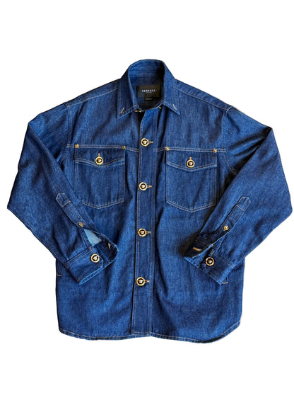 Versace Medusa Button Denim Overshirt