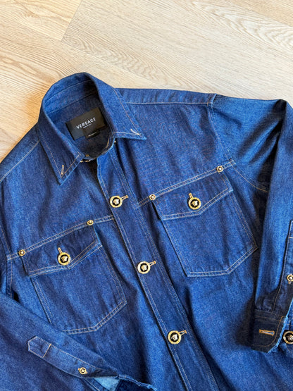 Versace Medusa Button Denim Overshirt